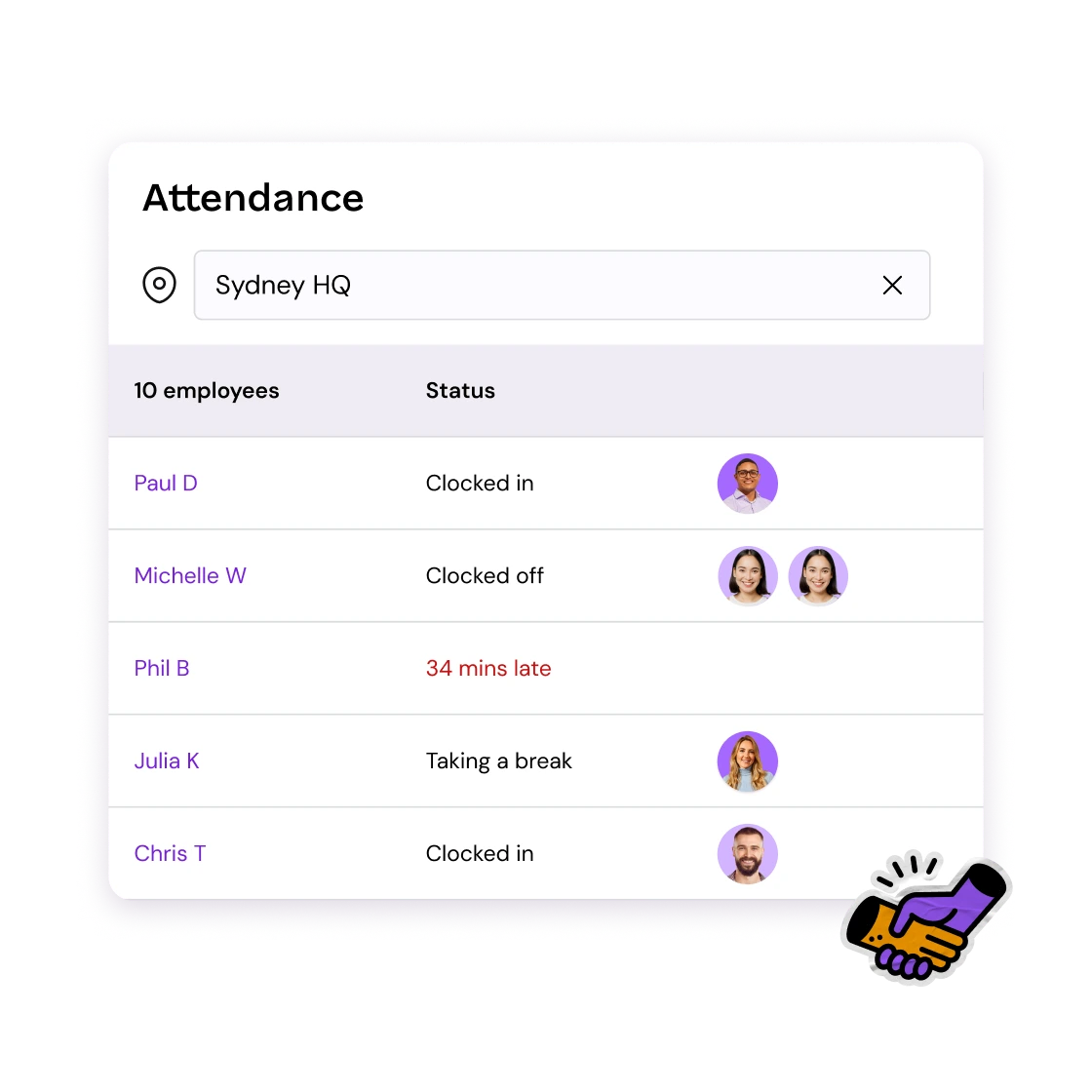 Attendance interface