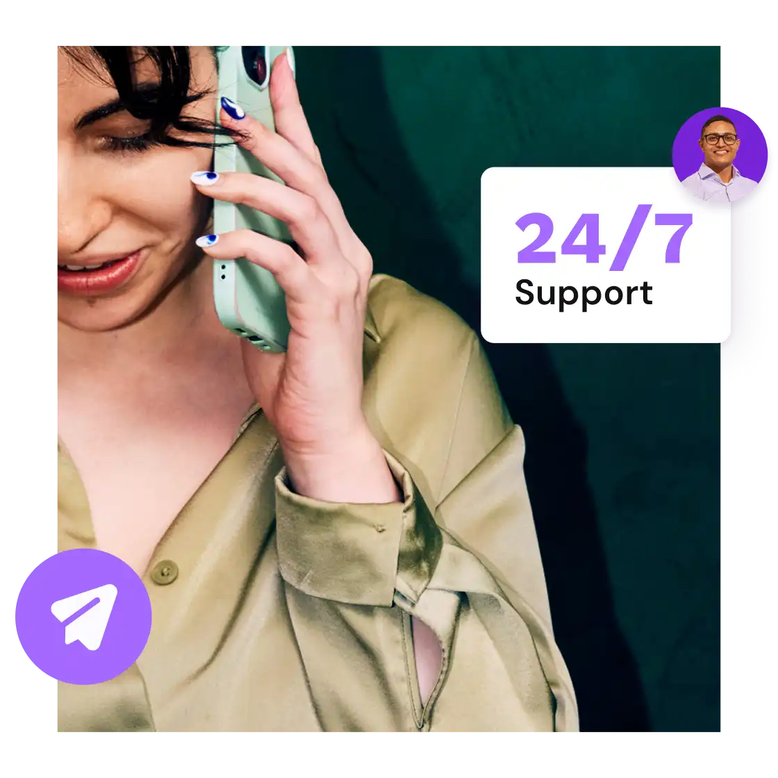 Woman using phone for tech support