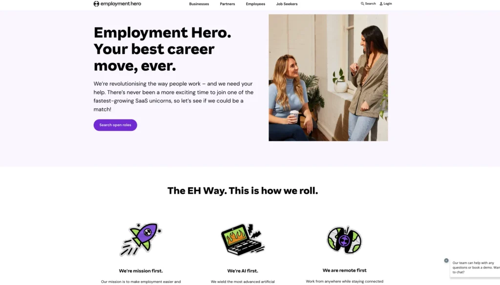 Employment hero careers page