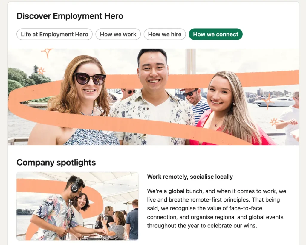 Linkedin careers page employment hero