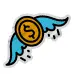 Illustration of a gold coin with a dollar sign, featuring blue wings. The image conveys a sense of money flying away, symbolizing spending or loss.