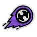Purple comet-like symbol with a black and white circular design in the center. The image conveys a dynamic and energetic feel.