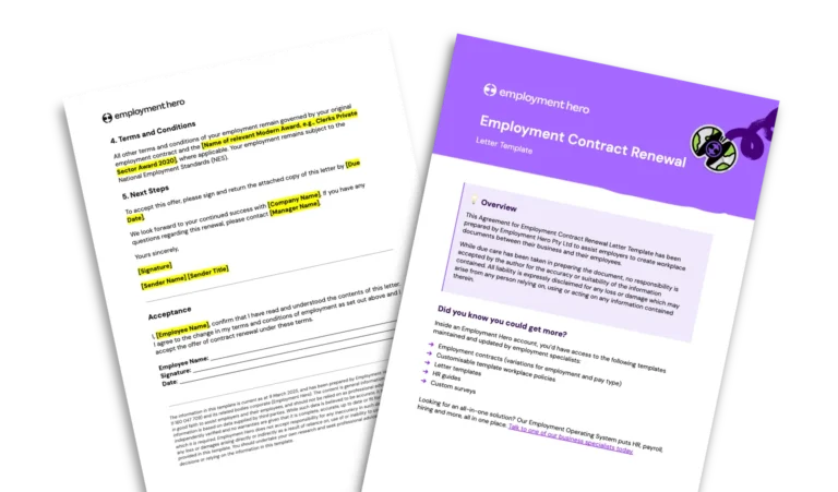 Employment contract renewal letter sample and template