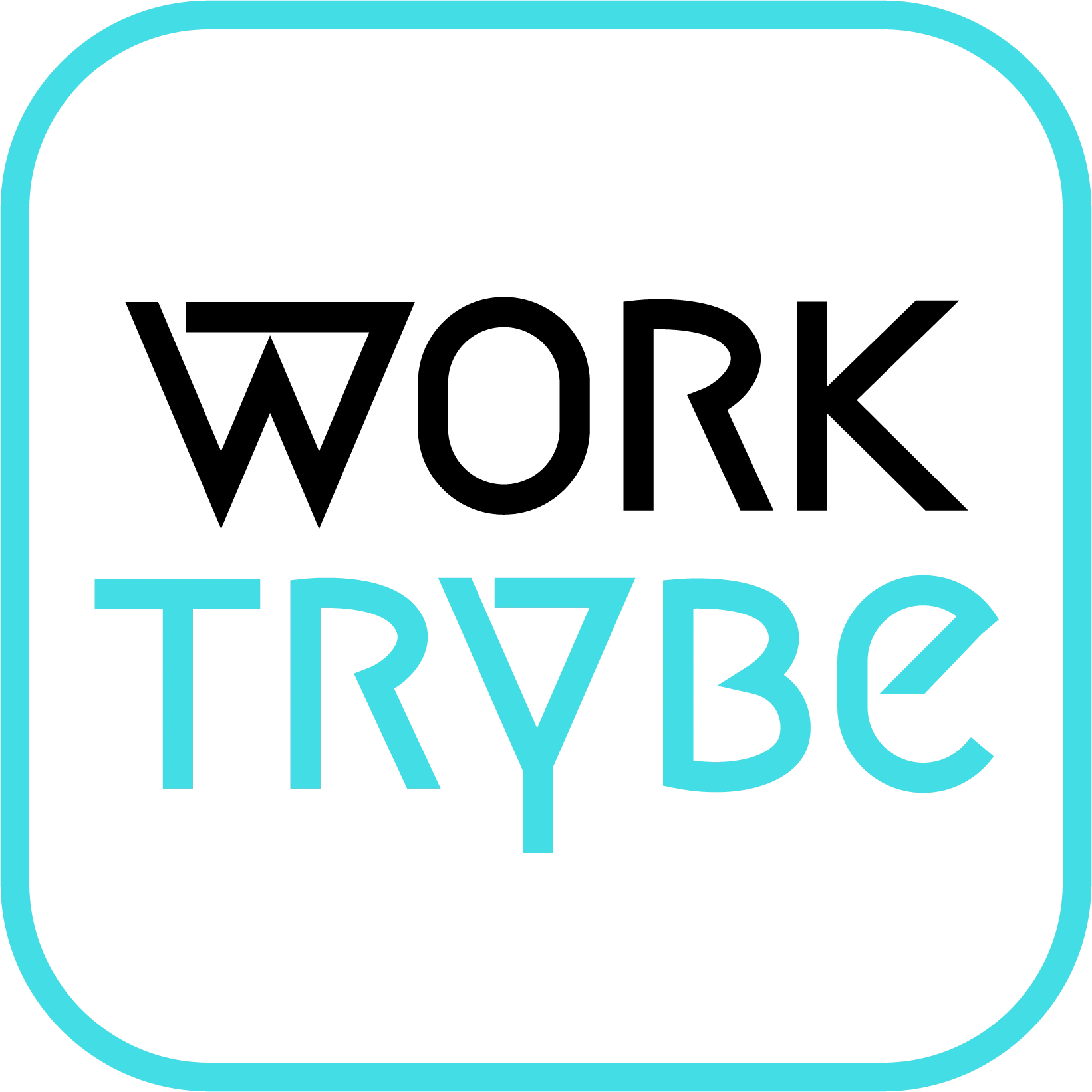 Black square logo with rounded edges, featuring the word "TRYBE" in bold, cyan text. The design conveys a modern and tech-savvy feel.