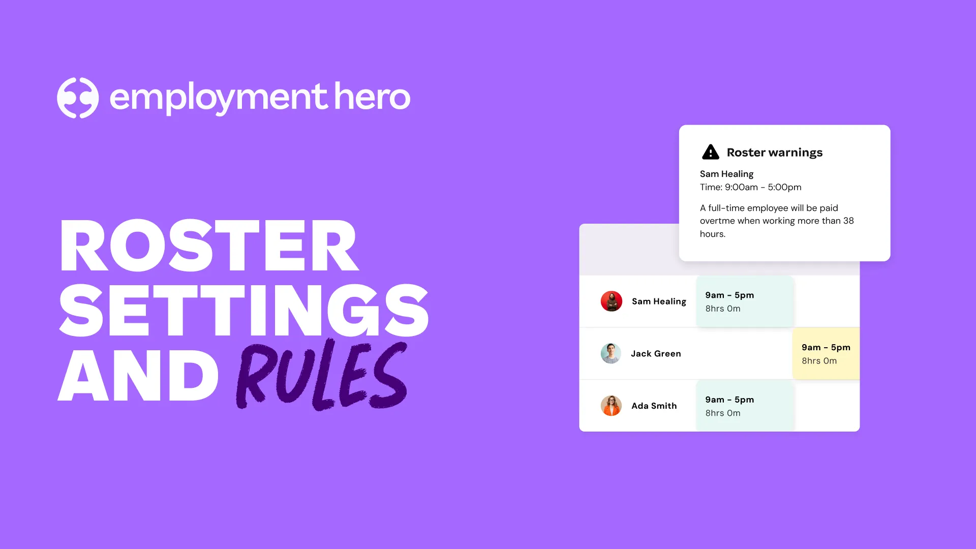 Roster Rules, Warnings & Shift Settings