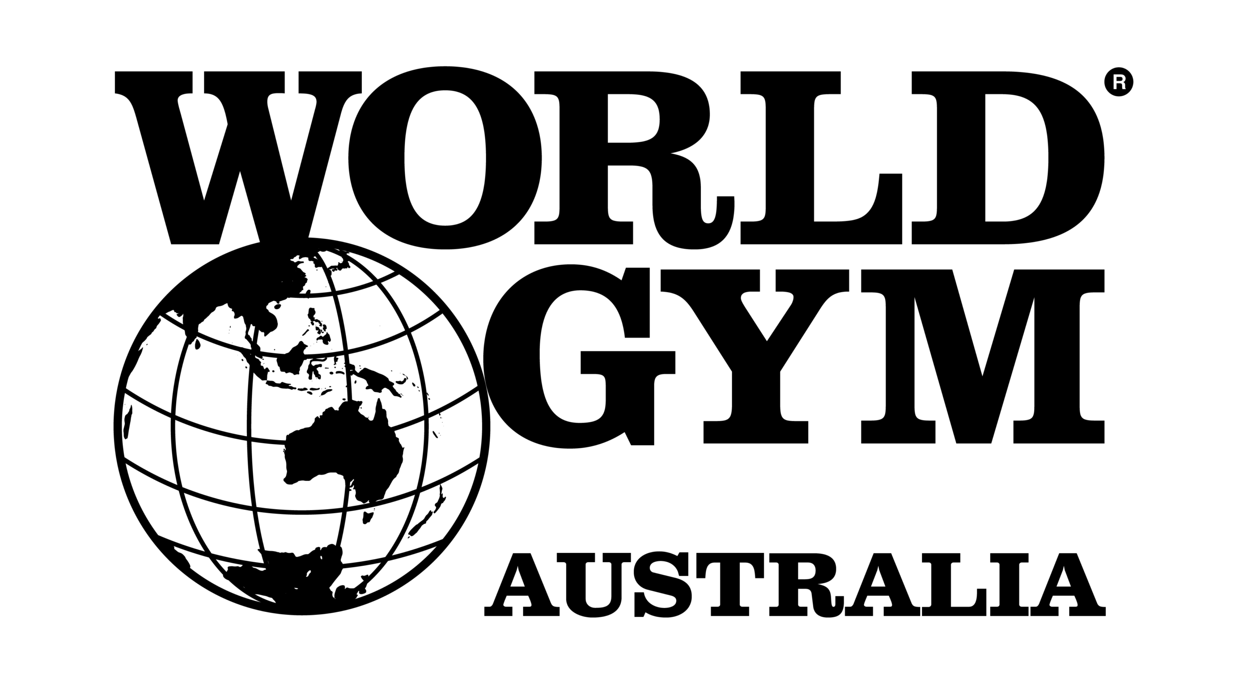Stacked black logo for World Gym Australia.
