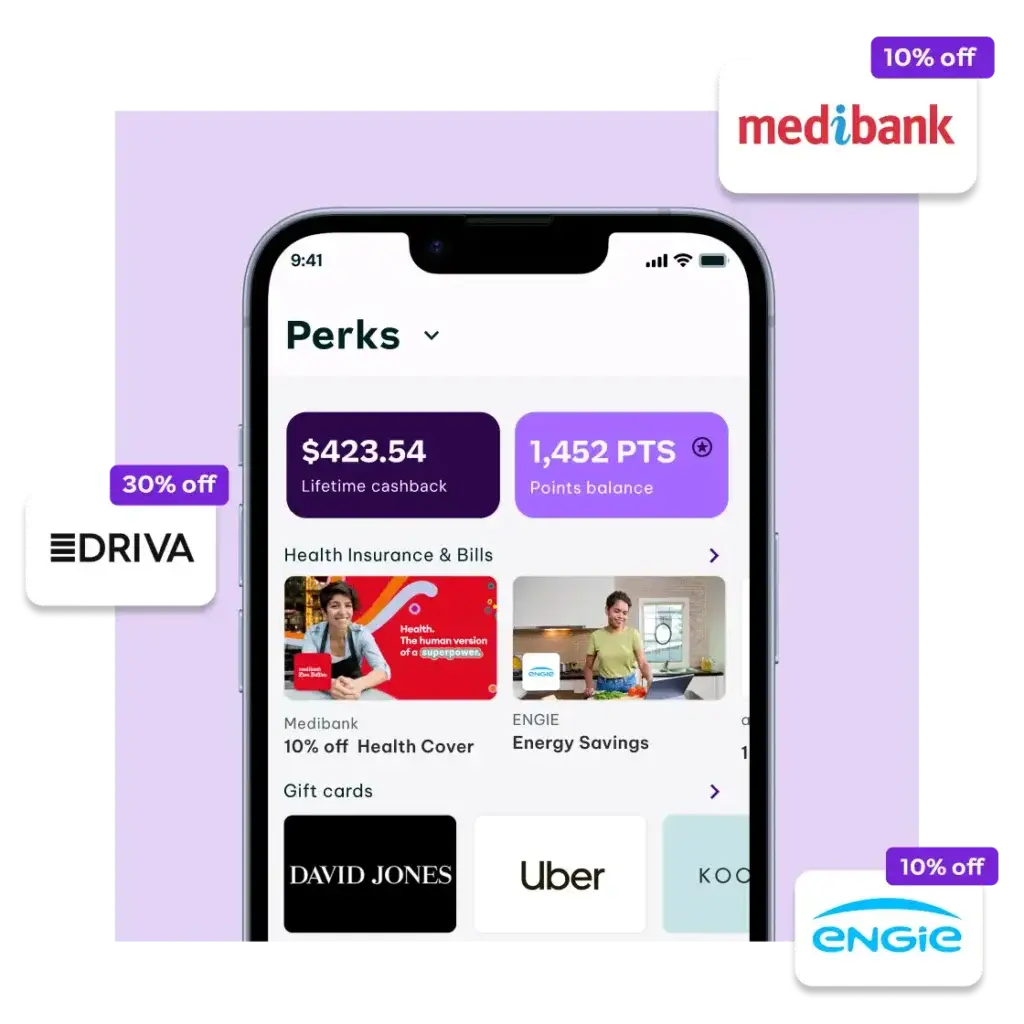 A graphic illustrating a smartphone displaying an HR mobile app interface. The screen shows a user dashboard with various colorful square buttons or widgets, likely representing different employee features or perks.
