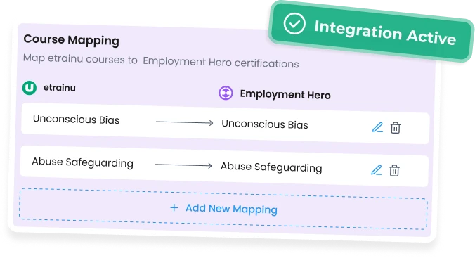 Automated Employee Sync to Your etrainu LMS interface